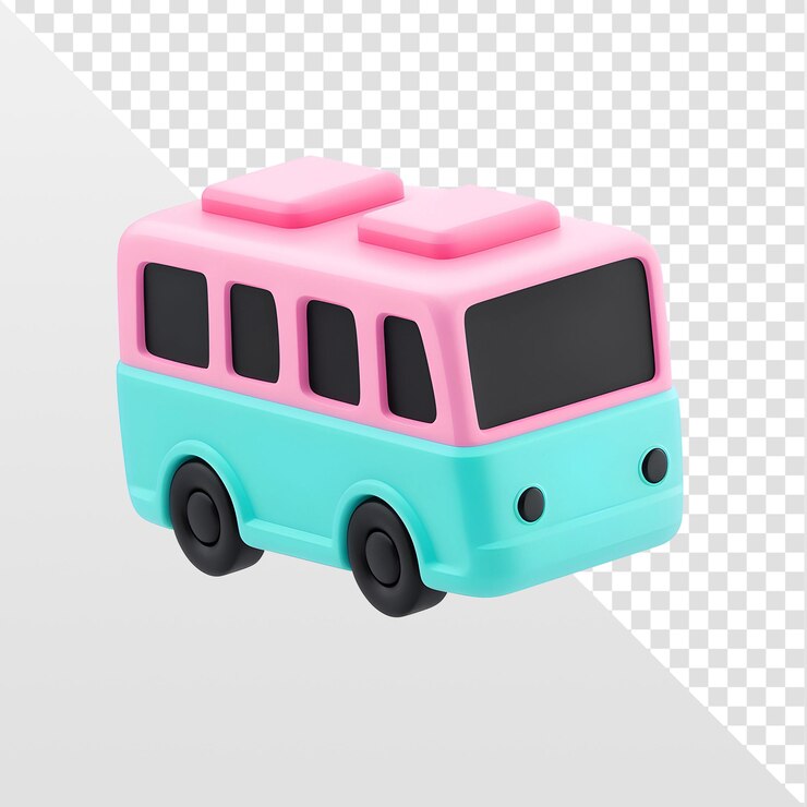 Una hermosa representación en 3D de un autobús colorido