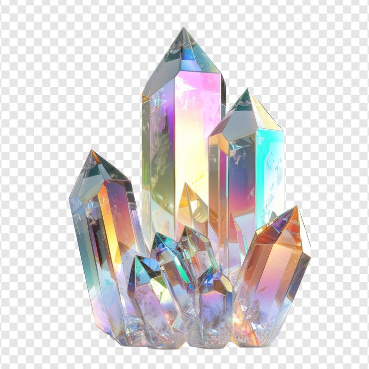 PSD hermosa representación de cristal 3d aislado en fondo transparente