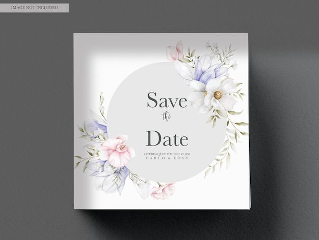 hermosa tarjeta de invitación de boda con elegante floral vintage