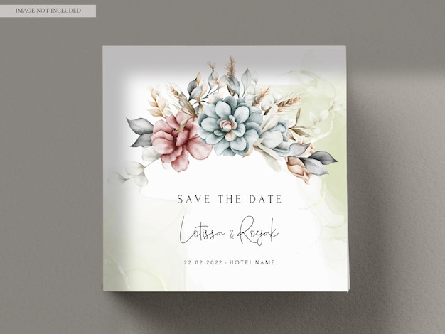 hermosa tarjeta de invitación de boda floral acuarela vintage