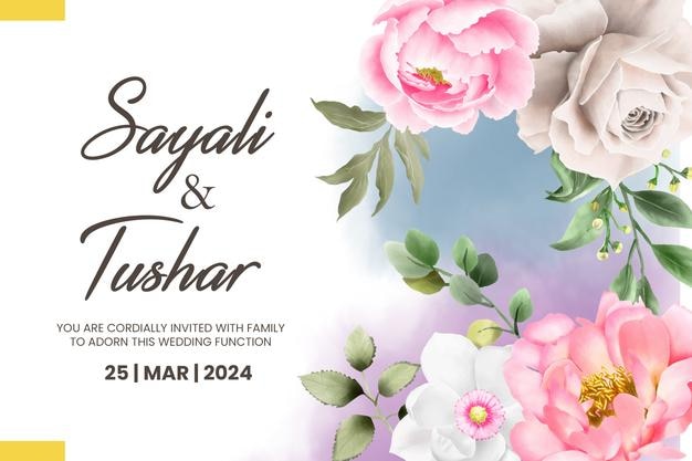 Hermosa tarjeta de invitación de boda floral