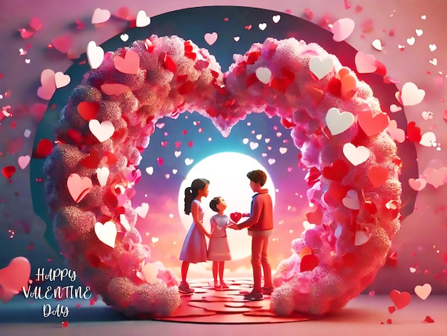 Una hermosa tarjeta de San Valentín un círculo festivo de corazones símbolo de amor tarjeta romántica redonda