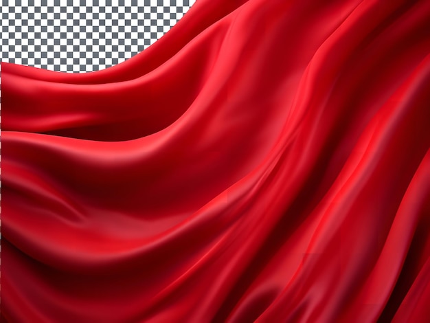 Hermosa tela de seda roja voladora aislada sobre fondo transparente