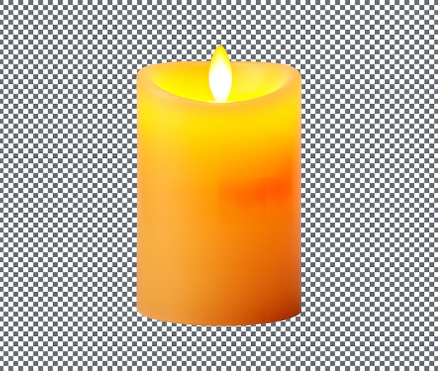 Una hermosa vela LED de color amarillo aislada en un fondo transparente