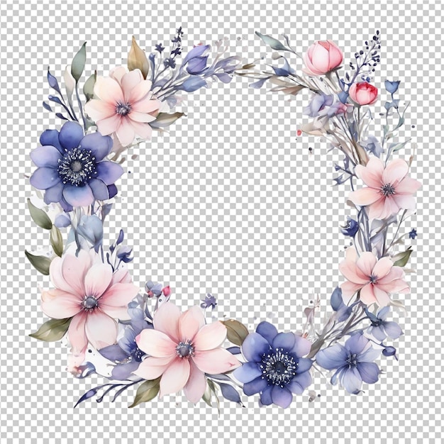 Hermosas acuarelas florales diferentes flores redondas diseño de la forma del marco