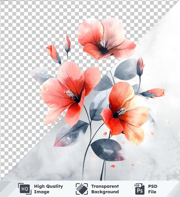 PSD hermosas acuarelas instantáneas flores clipart y hojas acuarelas elementos florales acuarelas