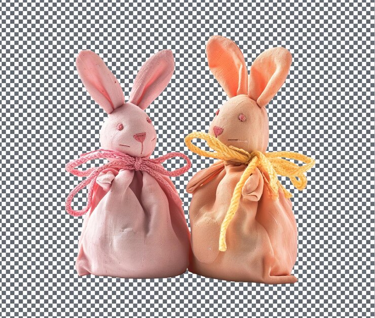 PSD hermosas bolsas perfumadas en forma de conejo aisladas sobre un fondo transparente