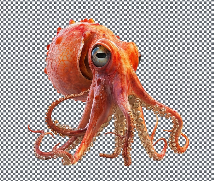 PSD hermosas calamares aisladas sobre un fondo transparente