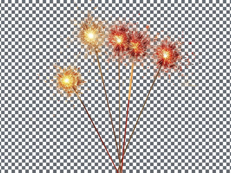 PSD hermosas decoraciones de chispas aisladas sobre un fondo transparente