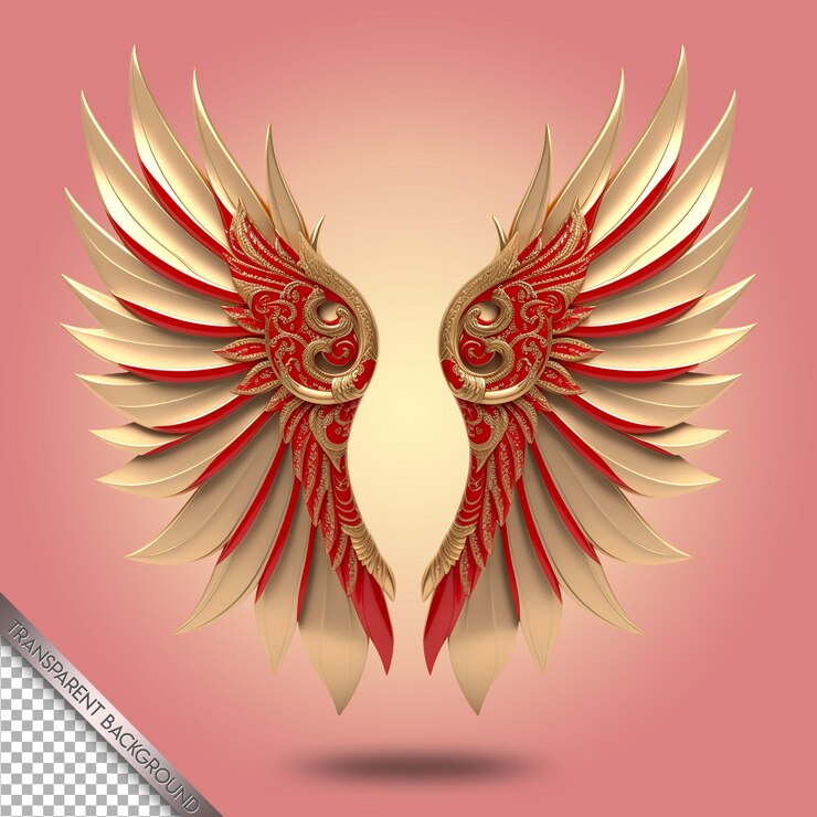 PSD hermosas y elegantes alas fondo transparente.