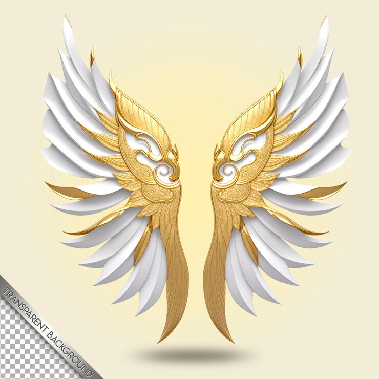 PSD hermosas y elegantes alas fondo transparente.