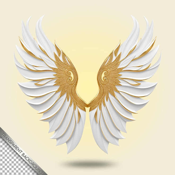 PSD hermosas y elegantes alas fondo transparente.