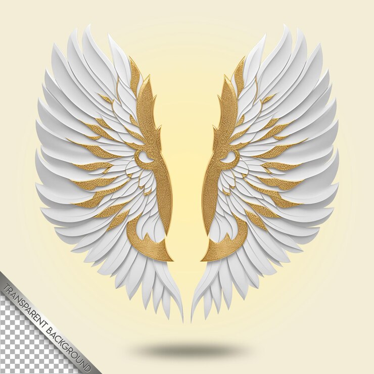 PSD hermosas y elegantes alas fondo transparente.