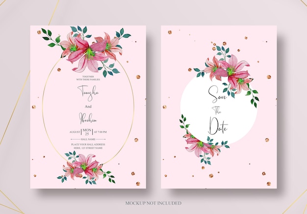 Hermosas flores de acuarela diseños de plantillas de tarjetas de invitación psd