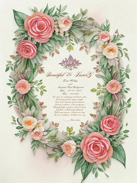 PSD hermosas flores de lujo boda y fondo de tarjeta de invitación vip y archivos psd en capas