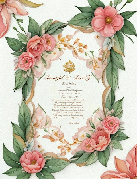 PSD hermosas flores de lujo boda y fondo de tarjeta de invitación vip y archivos psd en capas