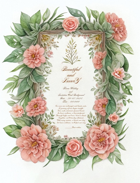 PSD hermosas flores de lujo boda y fondo de tarjeta de invitación vip y archivos psd en capas