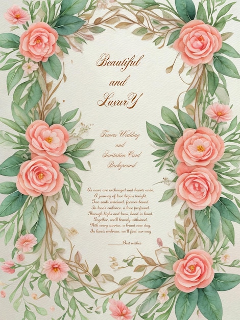 PSD hermosas flores de lujo boda y fondo de tarjeta de invitación vip y archivos psd en capas