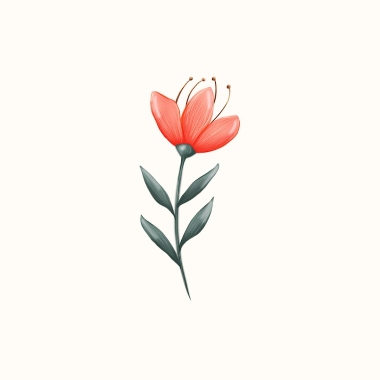 Hermosas flores rosadas Ilustración de dibujo a mano con textura de lápiz