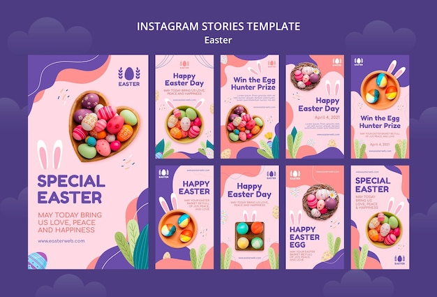 PSD hermosas historias de instagram del evento del día de pascua