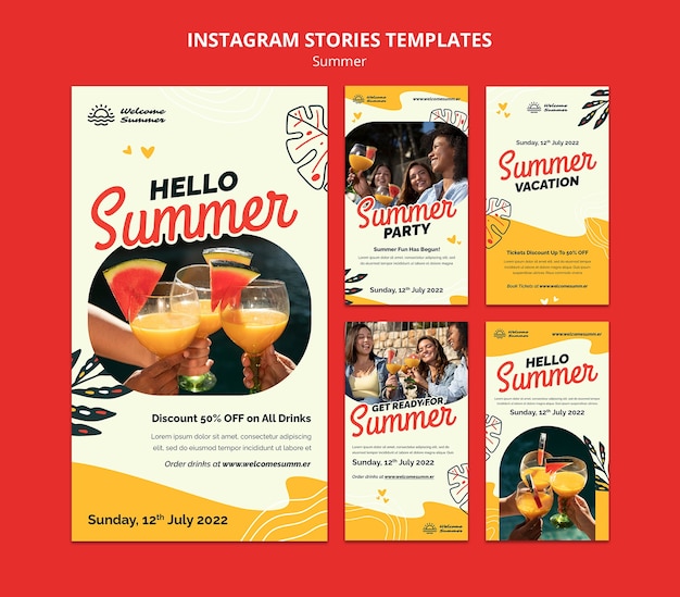 PSD hermosas historias de instagram de plantilla de verano