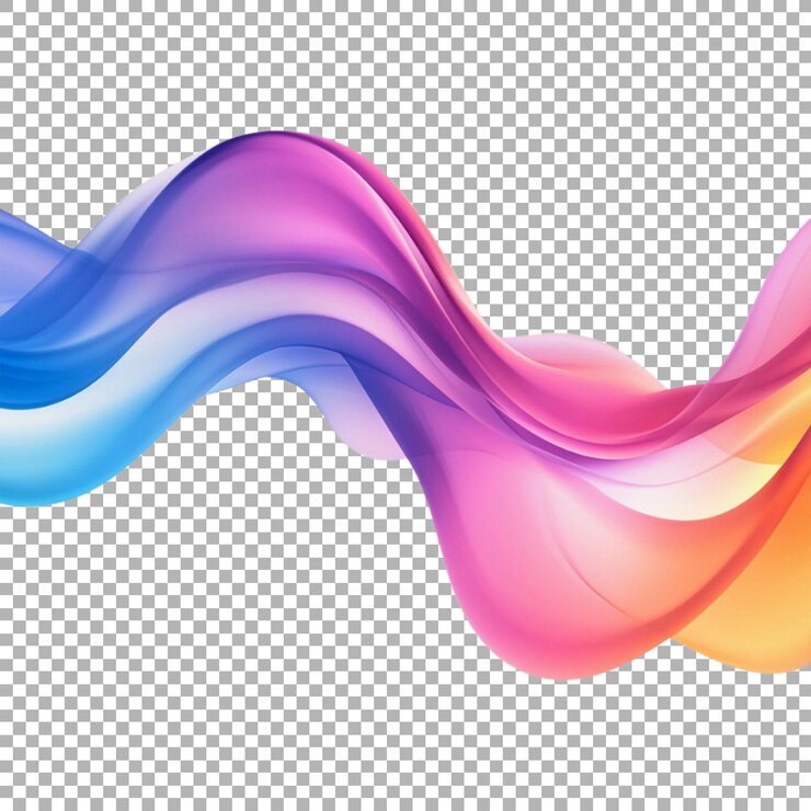 PSD hermosas líneas onduladas coloridas en un fondo transparente generadas por ai