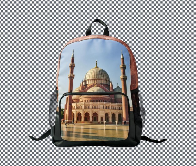 PSD hermosas mochilas de temática islámica aisladas sobre un fondo transparente