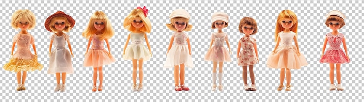 PSD hermosas muñecas sobre un fondo transparente