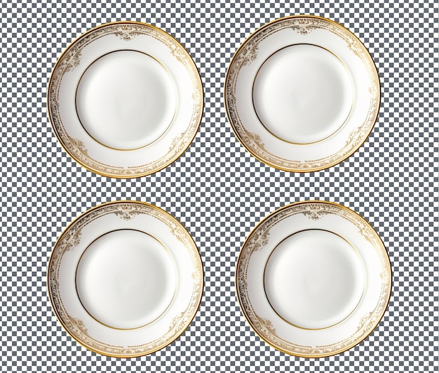 Hermosas placas de porcelana aisladas sobre un fondo transparente