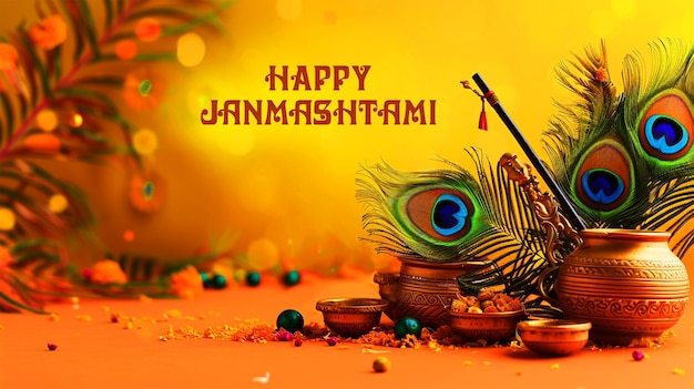 PSD hermosas tarjetas de felicitación para la celebración de krishna janmashtami