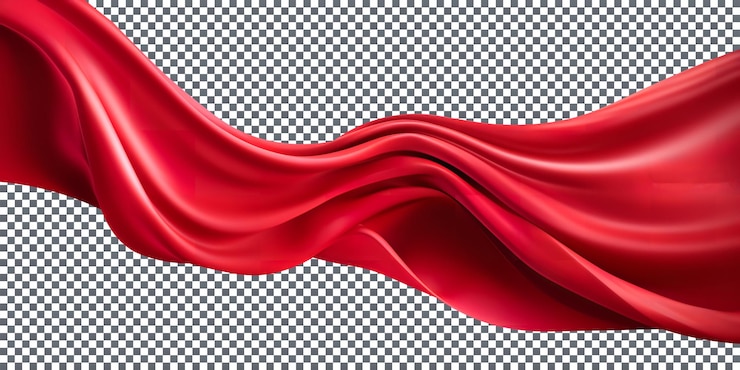 PSD hermosas telas de seda rojas voladoras aisladas con fondo transparente