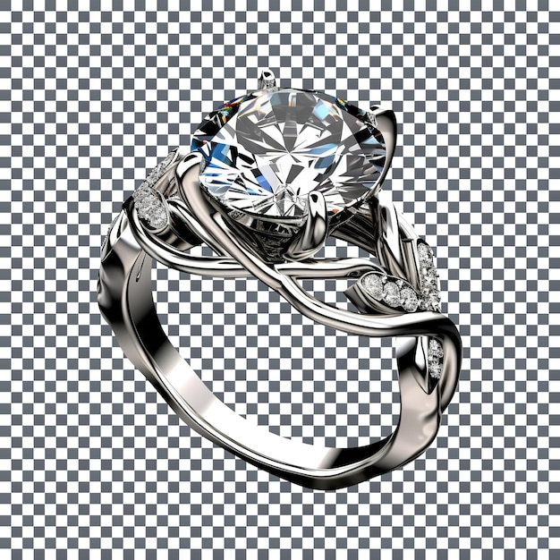 Hermoso anillo de lujo con diamante aislado sobre fondo transparente