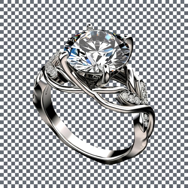 PSD hermoso anillo de lujo con diamante aislado sobre fondo transparente