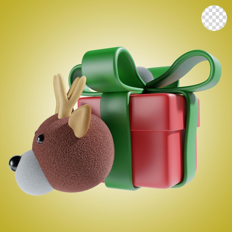 PSD hermoso ciervo de navidad y regalo ilustración 3d