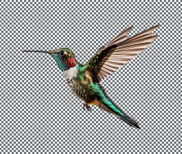 Hermoso colibrí volando aislado en un fondo transparente
