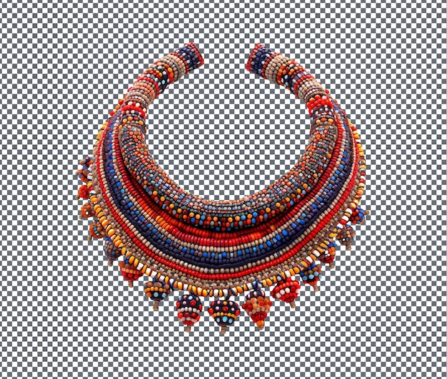 Hermoso collar de cuentas decorativas de zinsou aislado sobre un fondo transparente