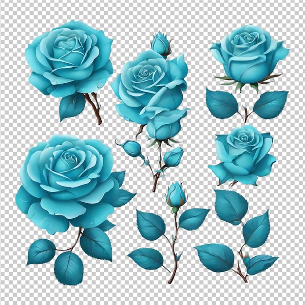 PSD el hermoso conjunto de ilustraciones de rosas de rosas clipart pro png