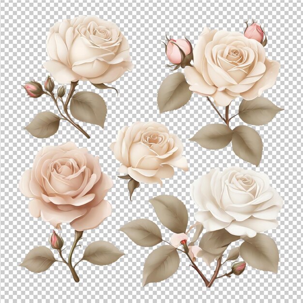 El hermoso conjunto de ilustraciones de rosas de rosas clipart pro png