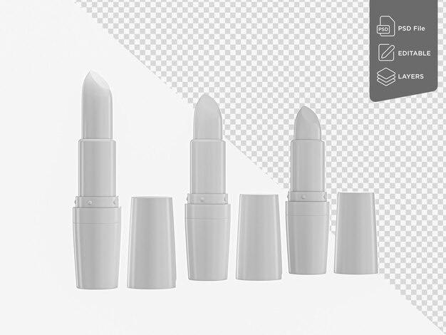 PSD hermoso conjunto de lápiz labial en blanco sobre fondo aislado ilustración 3d