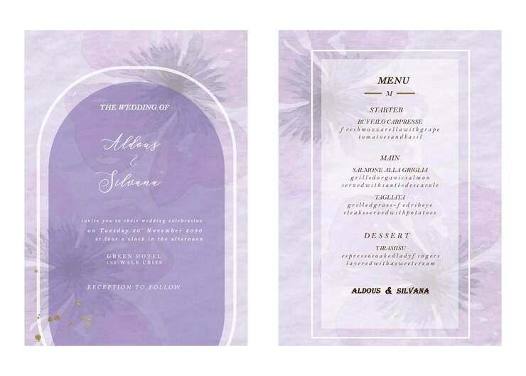 PSD hermoso conjunto de tarjetas de invitación de boda vintage psd