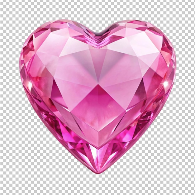 hermoso corazón de cristal rosa sobre un fondo blanco