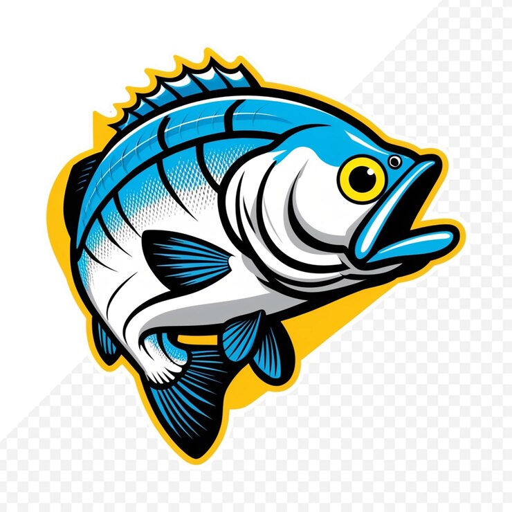 PSD un hermoso dibujo animado de peces grandes para camisetas diseño de camisetas de peces grandes