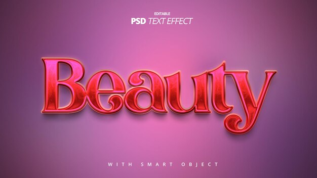 PSD hermoso diseño de efecto de texto rojo 3d