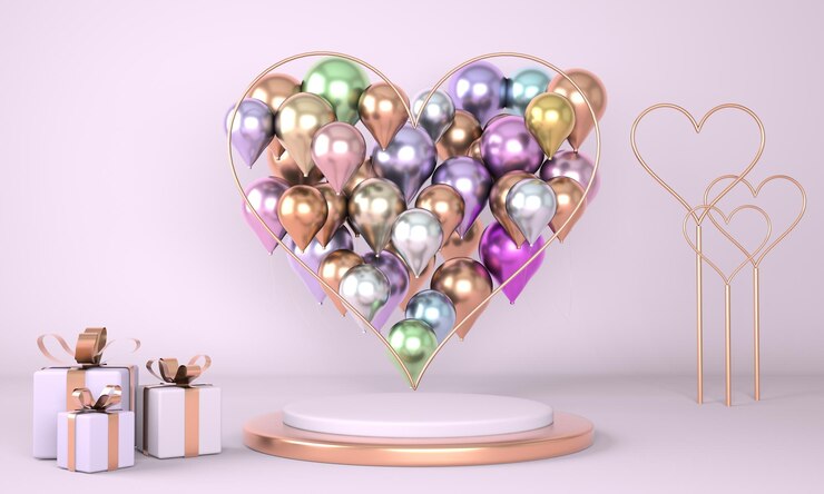 PSD hermoso diseño de pedestal interior del día de san valentín en representación 3d