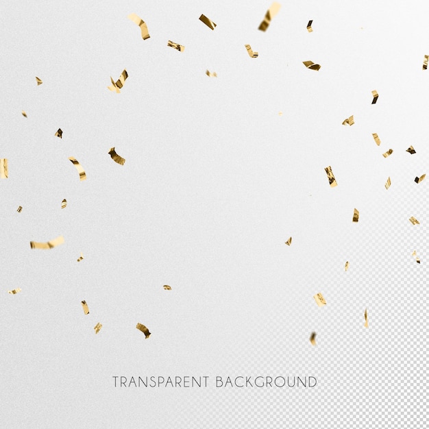 PSD hermoso efecto de confeti dorado 3d con fondo transparente 6