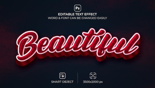 Hermoso efecto de texto editable en 3d psd premium con fondo