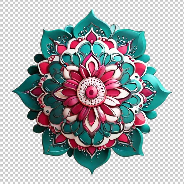 PSD hermoso elemento de diseño de mandala con patrón aislado en un fondo transparente