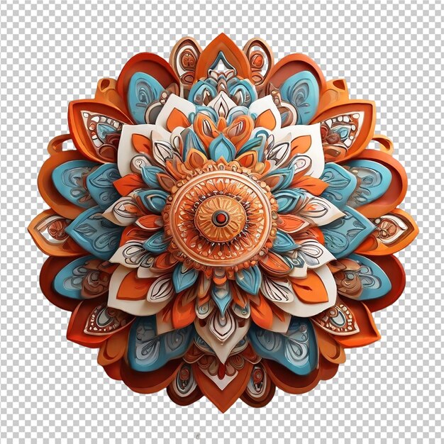 PSD hermoso elemento de diseño de mandala con patrón aislado en un fondo transparente