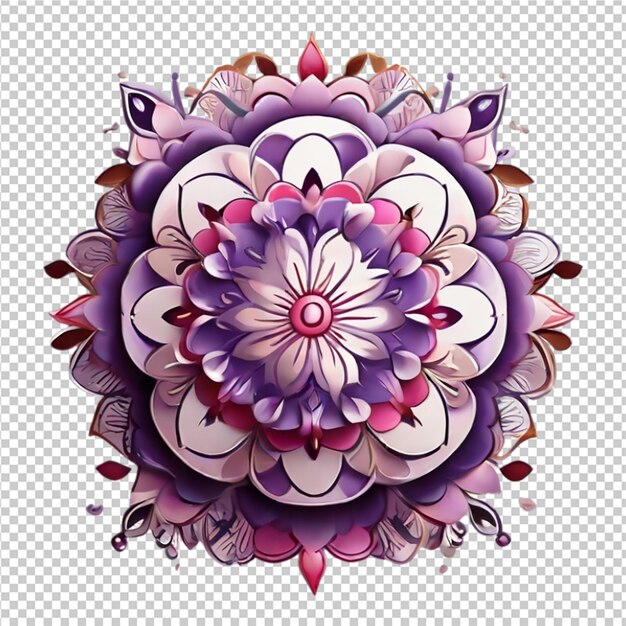 PSD hermoso elemento de diseño de mandala con patrón aislado en un fondo transparente