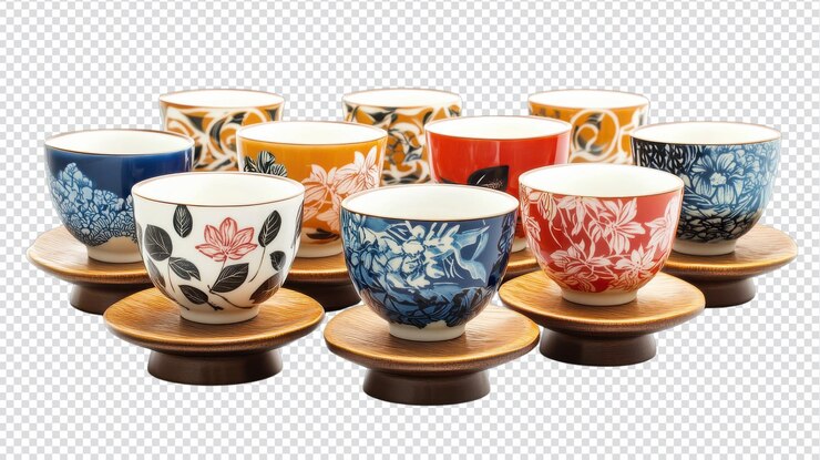 PSD un hermoso y exquisito conjunto de tazas de té tradicionales japonesas perfectas para beber té ceremonial y apreciar la cultura